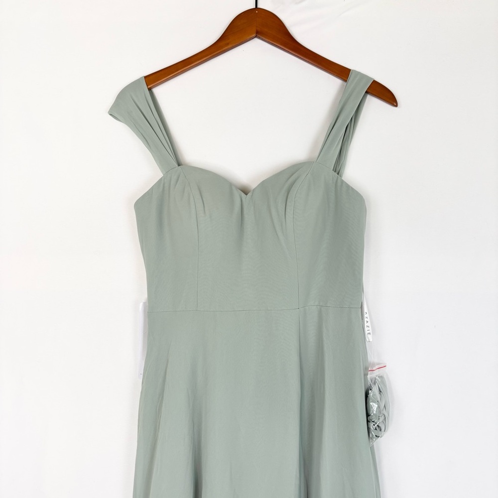 NEW Azazie Aaron Agave A Line Off the Shoulder Chiffon Convertible Dress Size A8 - Picture 2 of 6